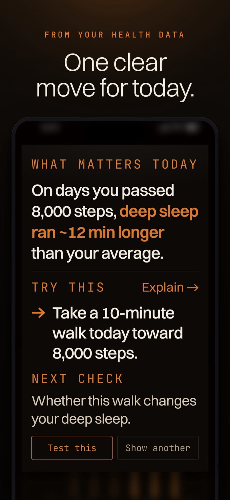 Aveil daily read showing what matters today and one action to try.